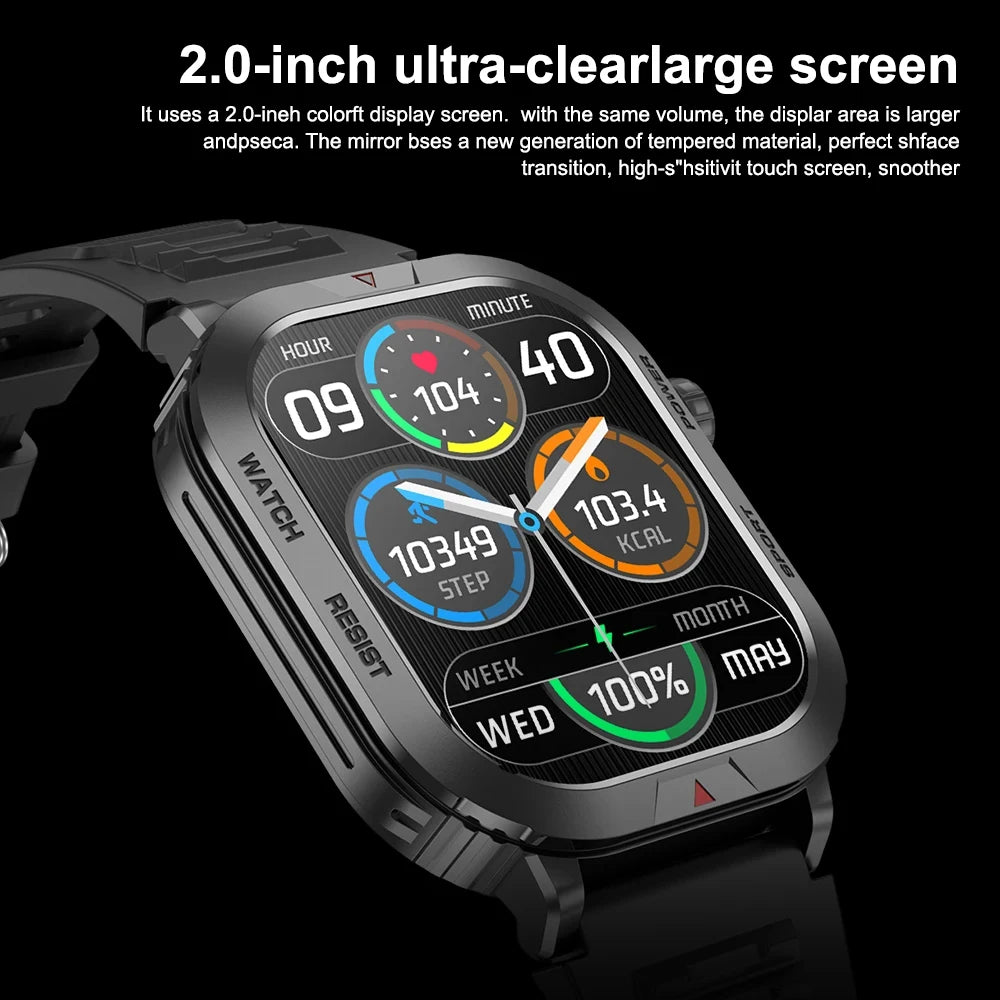 Smart Watch Men Women For Android iOS IP68 Waterproof 2 Inch Bluetooth Voice Call Heart Rate Sleep Monitoring Sports Smartwatch