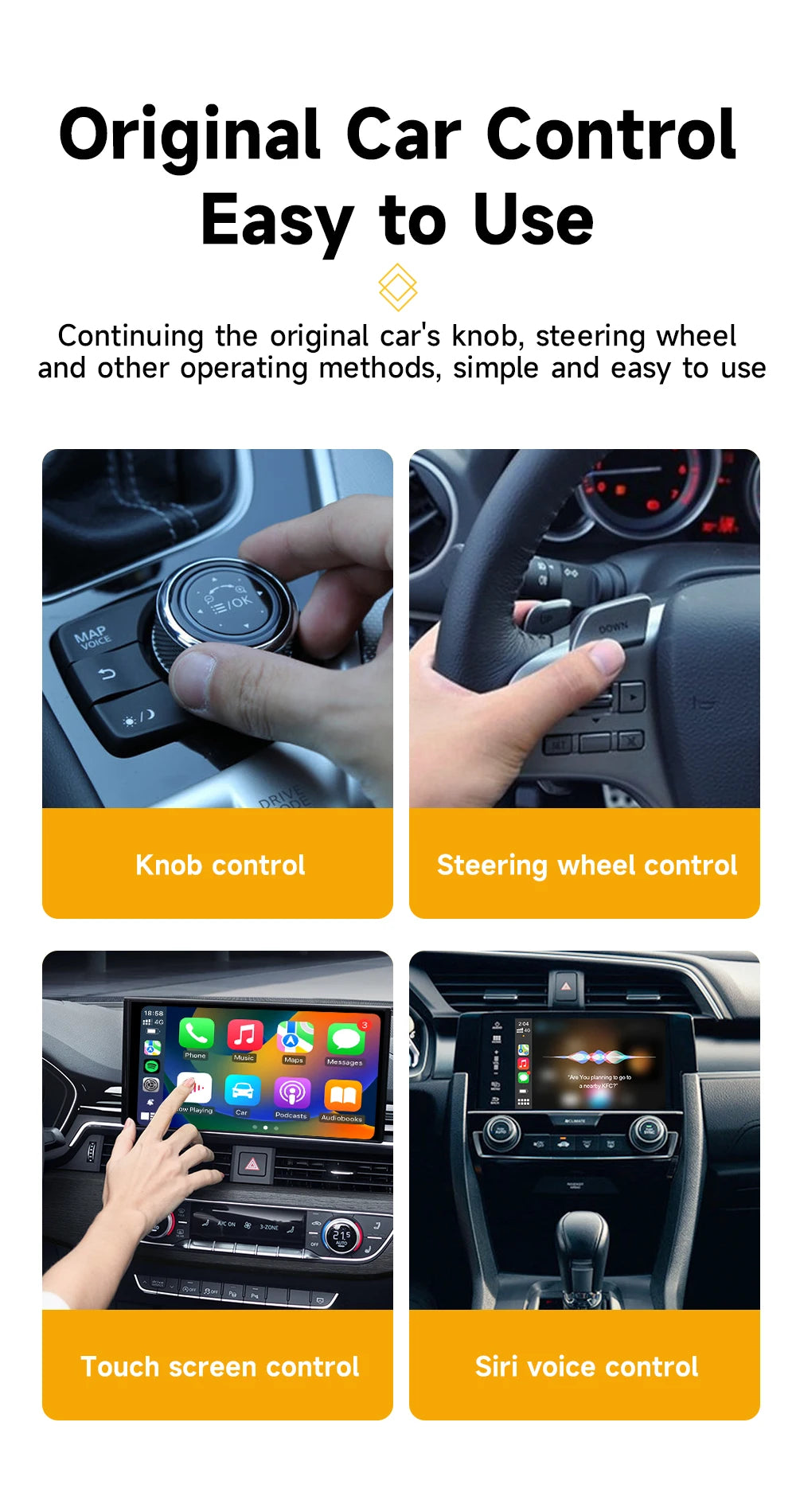 2024 HEYINCAR 2in1 Wireless Android Auto Adapter  Carplay Smart Dongle Plug and Play For  Kia Volvo Audi MG Opel VW Hyundai Jeep