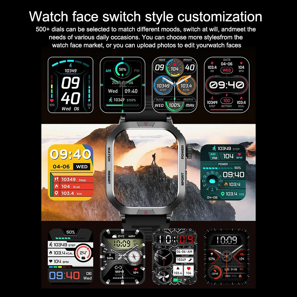 Smart Watch Men Women For Android iOS IP68 Waterproof 2 Inch Bluetooth Voice Call Heart Rate Sleep Monitoring Sports Smartwatch