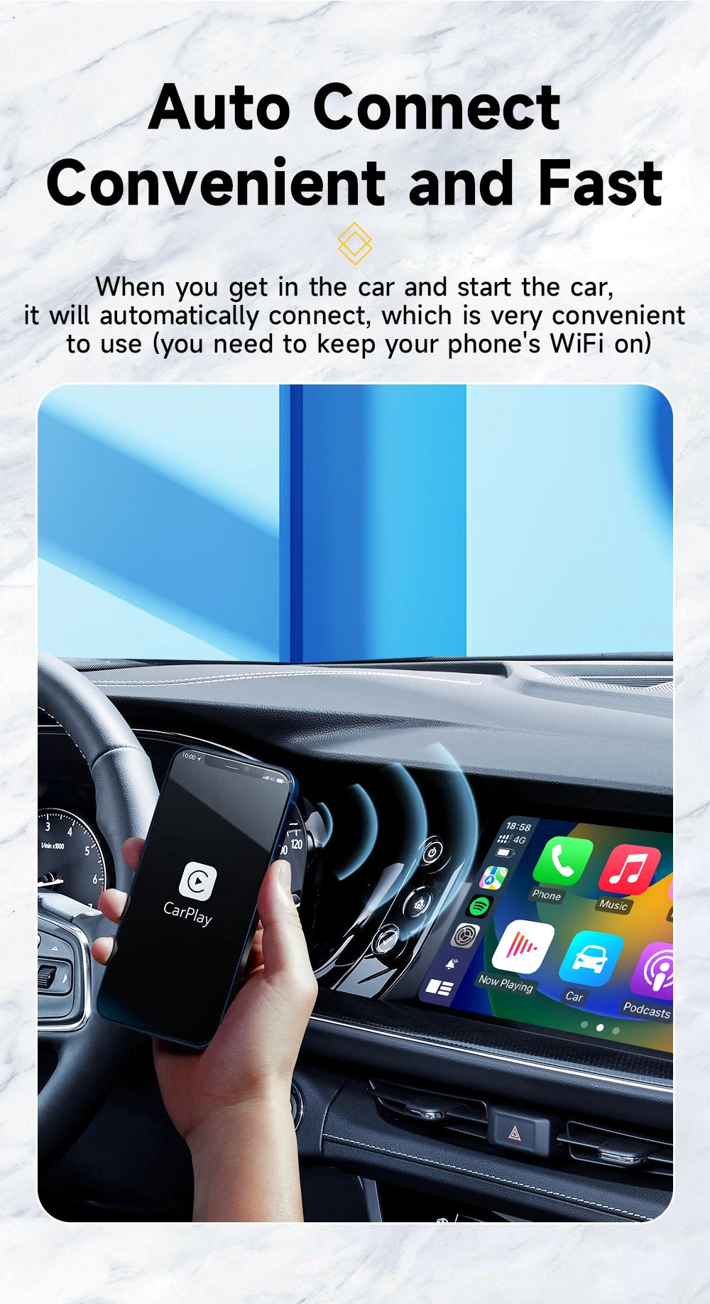 2024 HEYINCAR 2in1 Wireless Android Auto Adapter  Carplay Smart Dongle Plug and Play For  Kia Volvo Audi MG Opel VW Hyundai Jeep