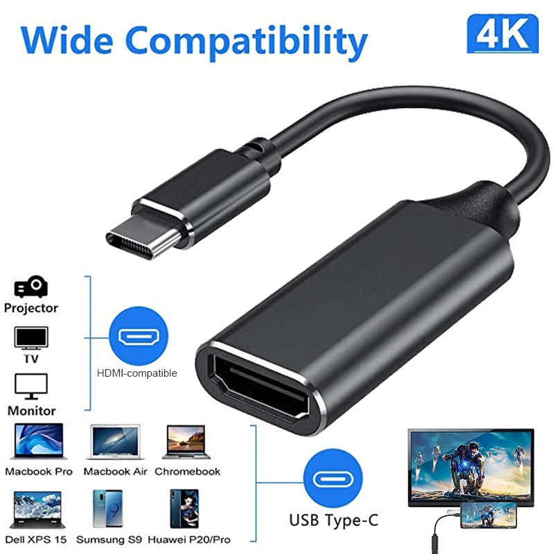 4K 30Hz Type C to HDMI Cable USB C to HDMI Converter TV Display USB 3.1 HDMI Cable Adapter for MacBook Chromebook Samsung Xiaomi