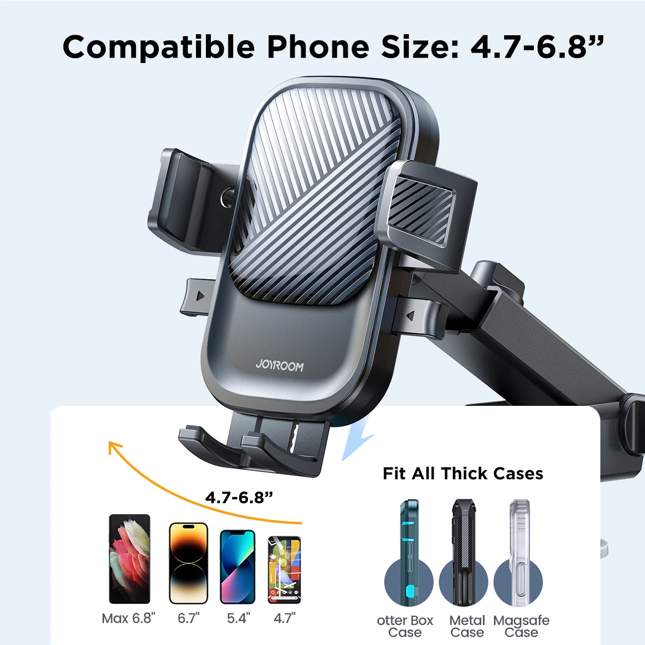 Joyroom Universal Car Mount Phone Holder with Suction Cup Base Dashboard Car Phone Holder for iPhone Samsung, Google, Huawei