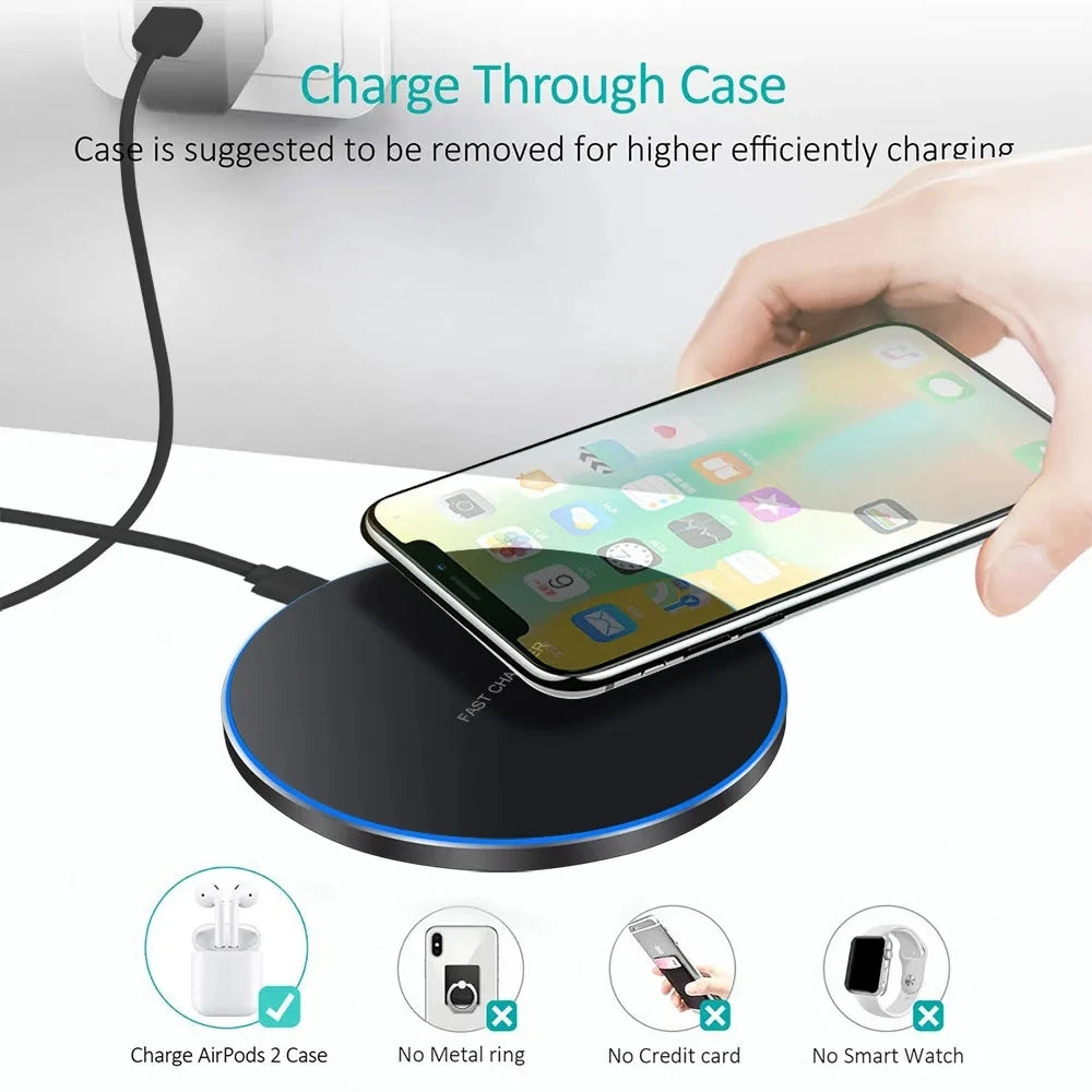 60W Fast Wireless Charger Pad for iPhone 14 13 16 15 Pro Max Samsung Galaxy S22 S21 S23 S10 S9 Xiaomi Wireless Charging Station