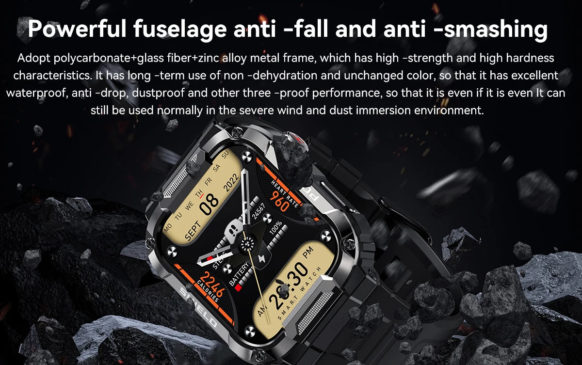 Men Smart Watch Military Healthy Monitor AI Voice Bluetooth Call Fitness Waterproof Sports Smartwatch for IOS Android Phone 2023