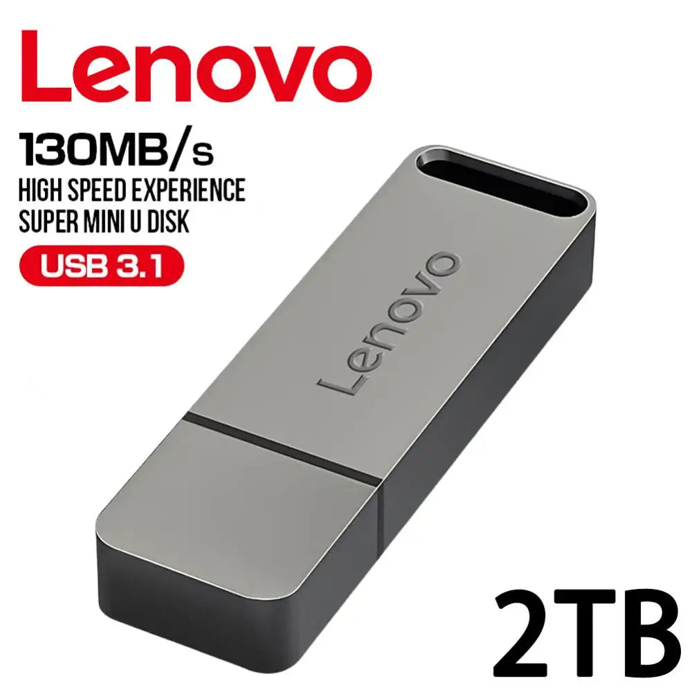 Lenovo 2TB USB Flash Drives 1TB Metal Real Capacity Memory Stick High Speed Flash Memory 512GB Black Gift Storage U Disk For PC