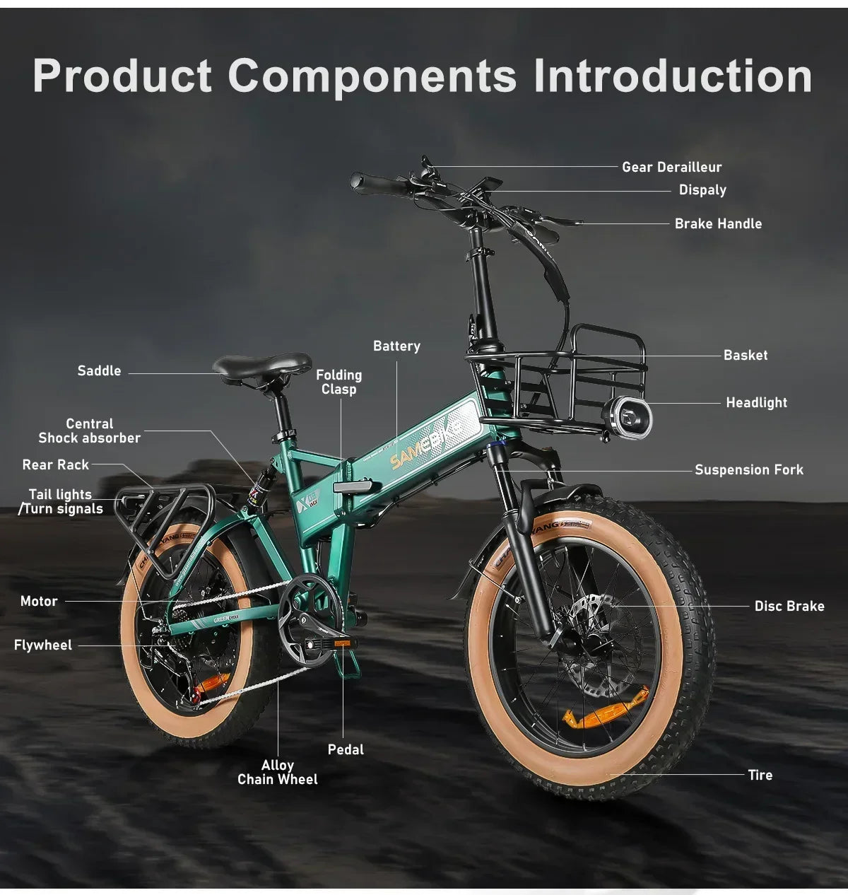 Portable Foldable Electric Bicycle 1000W Powerful motor 15AH lithium battery Electric Bike 20*4.0 tire E-Bike City Mountain Snow