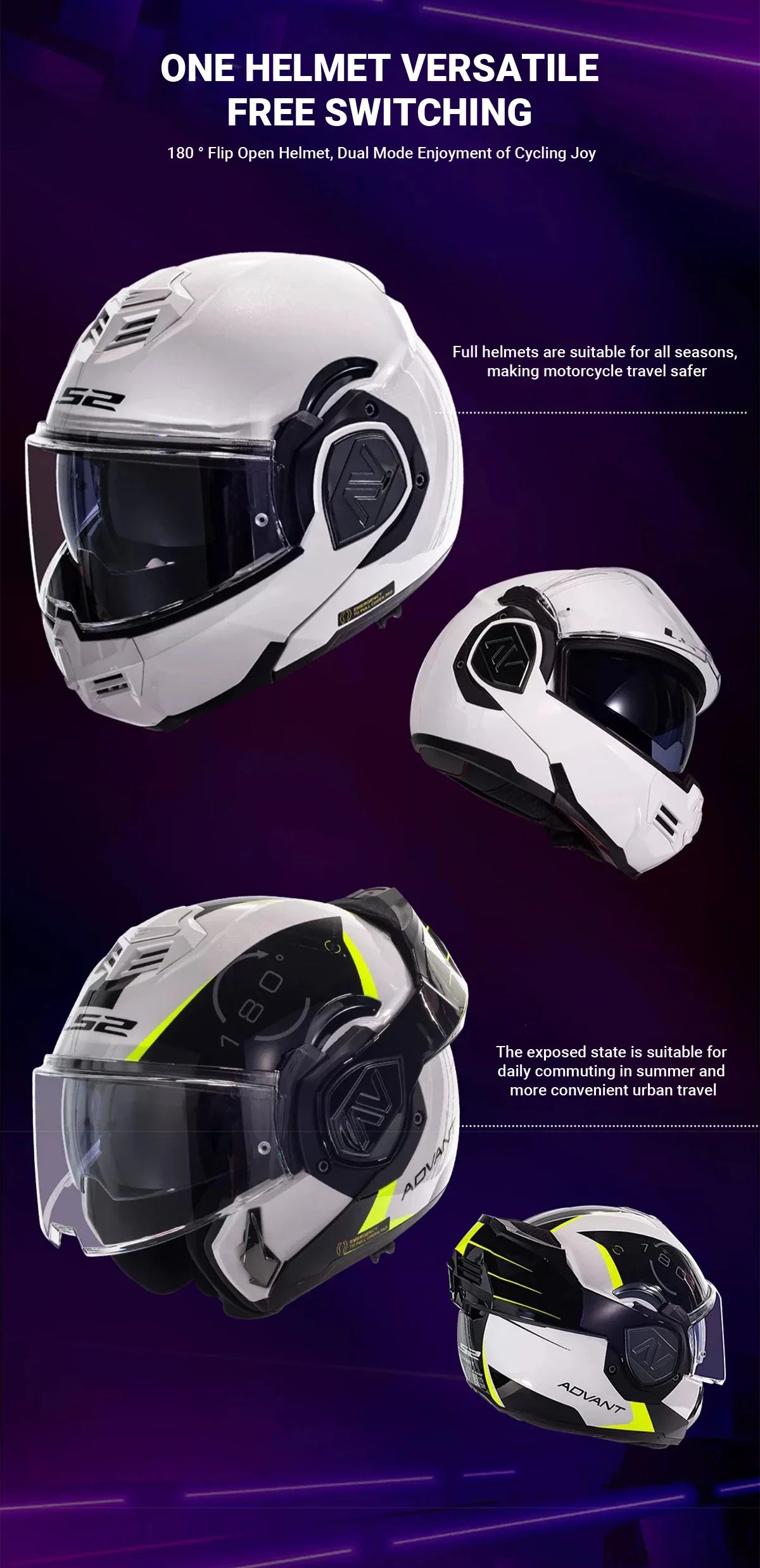 LS2 FF906 Advant Full Face Flip Up Helmets Motorcycle Modular Double Visor Helmet built-in Lens ECE Capacete Casque Casco Moto