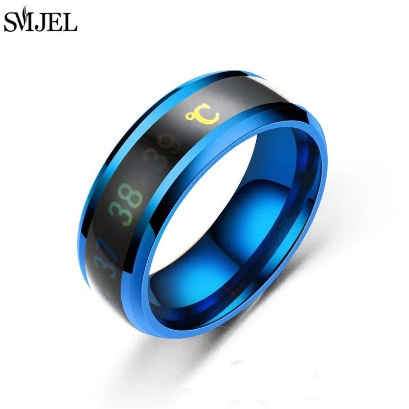 Smart Sensor Body Temperature Ring Man Women Multifunctional Stainless Steel Display Real-time Temperature Test Finger Rings