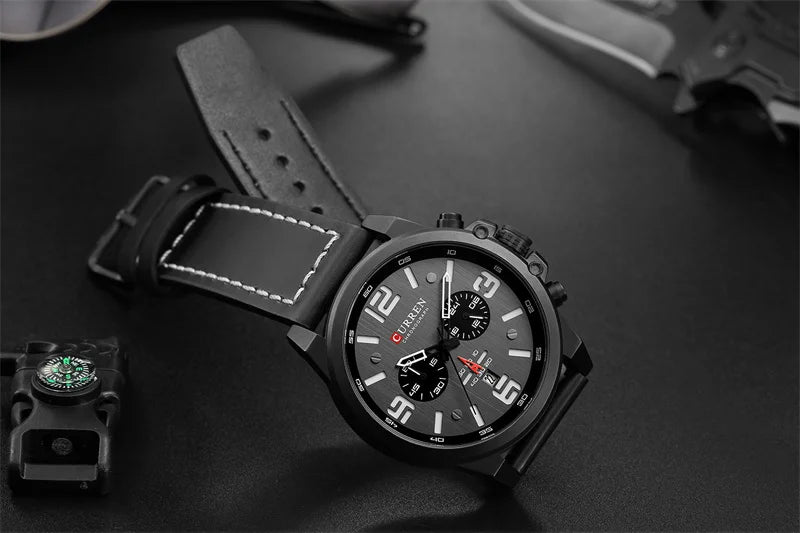 Curren 8314 Quartz Watch for Men Chronograph Sport Mens Watches Clock Leather Male Wristwatch Relogio Masculino Fashion Gift