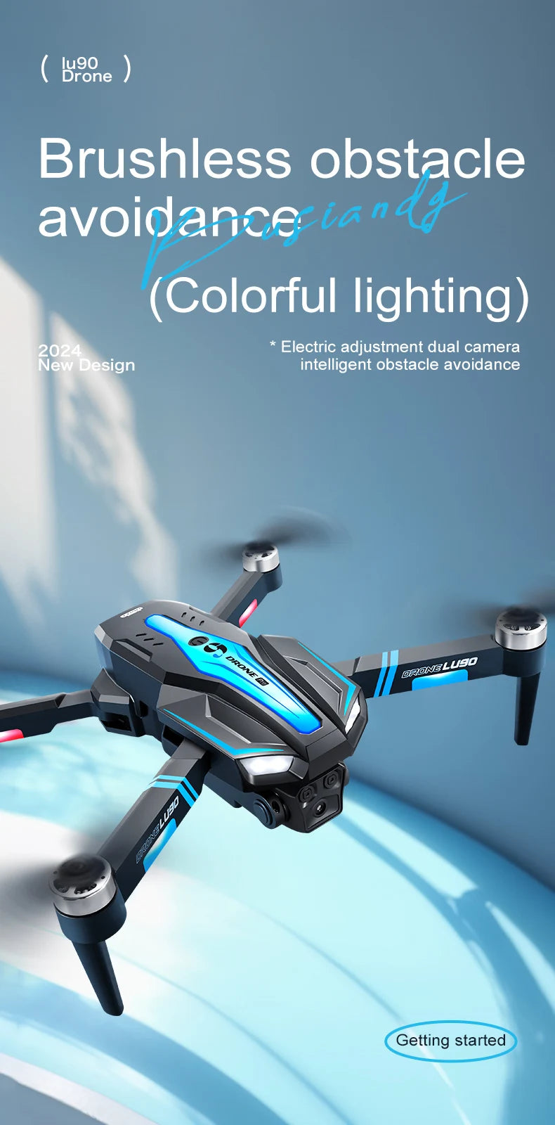 Lenovo 10000M LU90 Drone 8K HD Dual Camera Brushless Motor Obstacle Avoidance Optical Flow Adjustment Remote Control Toys 2024