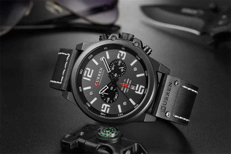 Curren 8314 Quartz Watch for Men Chronograph Sport Mens Watches Clock Leather Male Wristwatch Relogio Masculino Fashion Gift