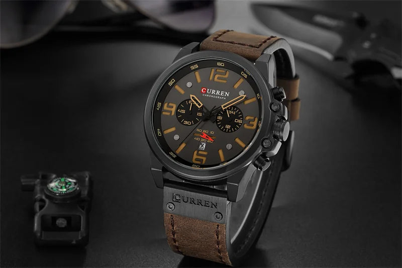 Curren 8314 Quartz Watch for Men Chronograph Sport Mens Watches Clock Leather Male Wristwatch Relogio Masculino Fashion Gift