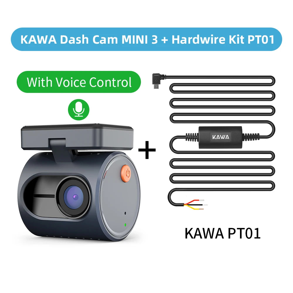 2K Mini Dash Camera For Car DVR KAWA MINI 3 Hidden Dash Cam Video Recorder Emergency Voice Control Night Vision WiFi APP Monitor