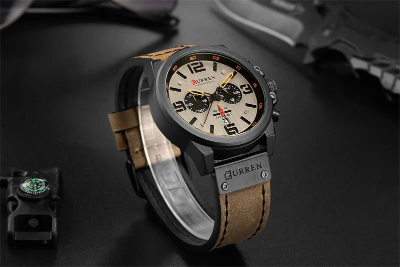 Curren 8314 Quartz Watch for Men Chronograph Sport Mens Watches Clock Leather Male Wristwatch Relogio Masculino Fashion Gift