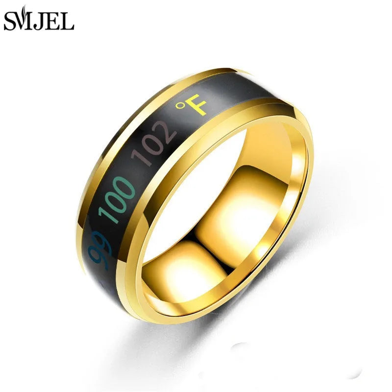 Smart Sensor Body Temperature Ring Man Women Multifunctional Stainless Steel Display Real-time Temperature Test Finger Rings