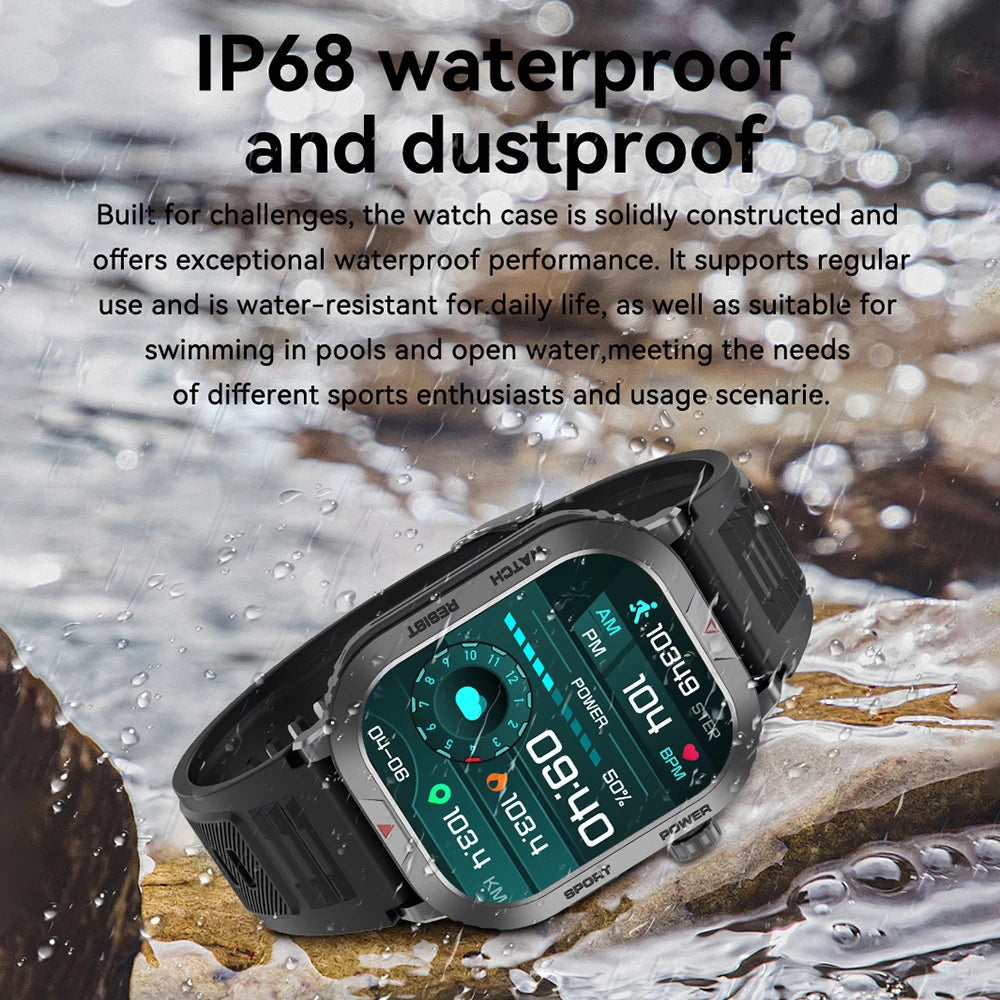 Smart Watch Men Women For Android iOS IP68 Waterproof 2 Inch Bluetooth Voice Call Heart Rate Sleep Monitoring Sports Smartwatch