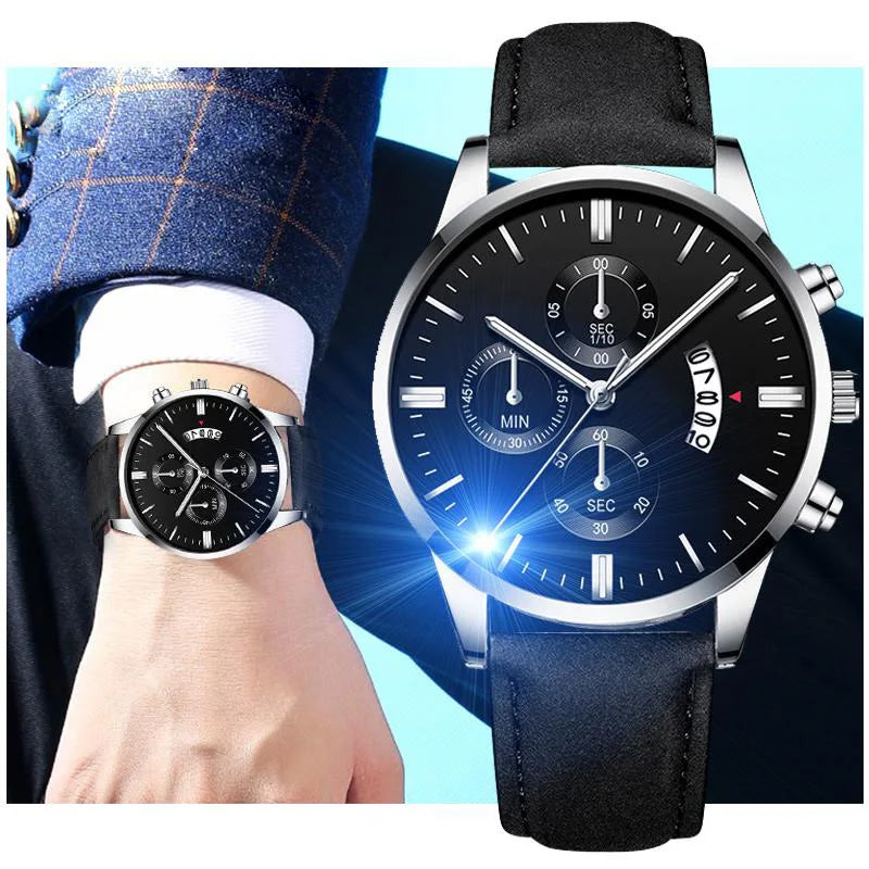 Business Men's Watch Brand Luxury Male Quartz Watches Minimalist Casual Leather Strap Digital Calendar Wristwatch Men Clock