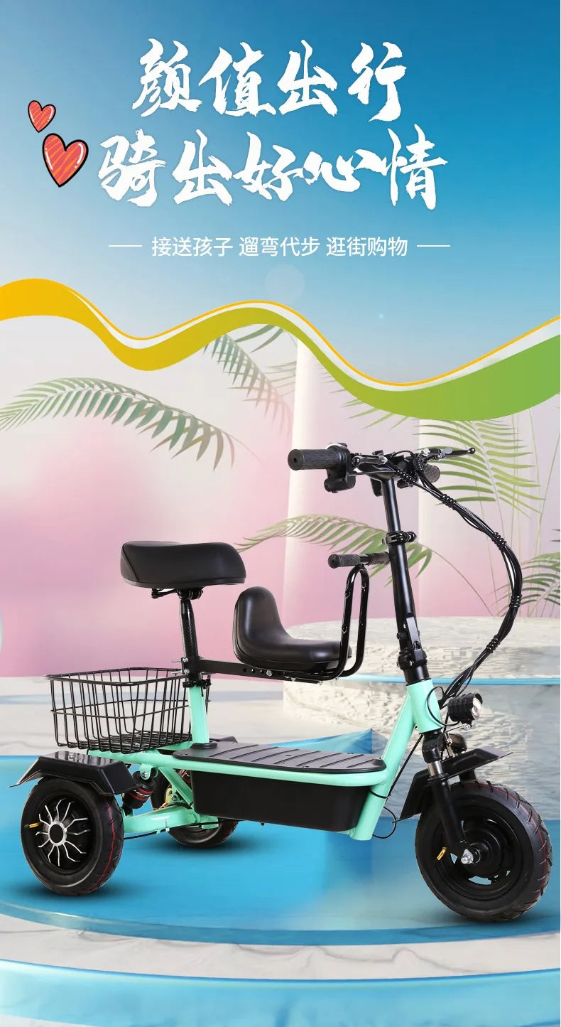 New Electric Bike 350W motor 48V25AH Lithium battery parent-child Electric vehicle two-seat Elderly scooter mountain E-bicycle