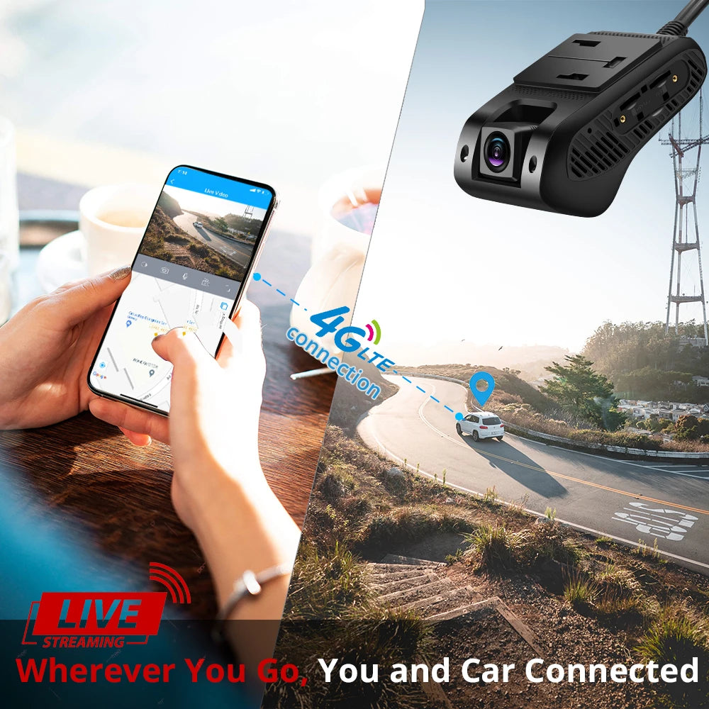 JC400P 4G GPS DashCam Live Car DVR JIMIMAX Wifi Hotspot Vehice Cam 2 Stream Video Cut-Off Fuel 1080P Recorder Front & Inside Kit