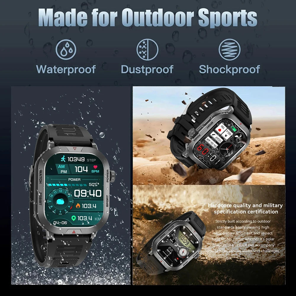 Smart Watch Men Women For Android iOS IP68 Waterproof 2 Inch Bluetooth Voice Call Heart Rate Sleep Monitoring Sports Smartwatch