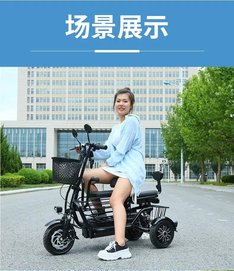 Electric bicycle 350W motor 48V25AH lithium battery three-seater Electric Bike elderly scooter mountain electric bicycle