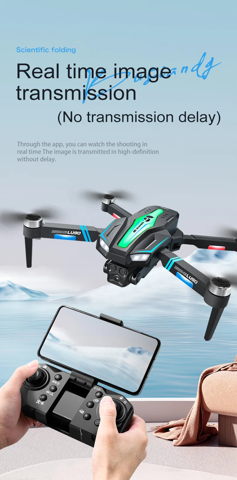 Lenovo 10000M LU90 Drone 8K HD Dual Camera Brushless Motor Obstacle Avoidance Optical Flow Adjustment Remote Control Toys 2024