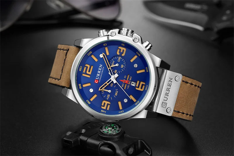 Curren 8314 Quartz Watch for Men Chronograph Sport Mens Watches Clock Leather Male Wristwatch Relogio Masculino Fashion Gift