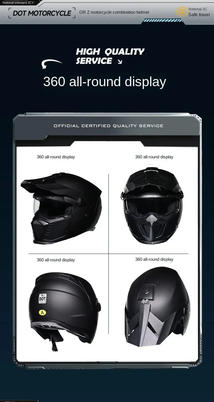 Retro Motorcycle Riding Helmet Men's and Women's Motorcycle Combination Full Helmet Pull Half Helmet Four Seasons Universal DOT