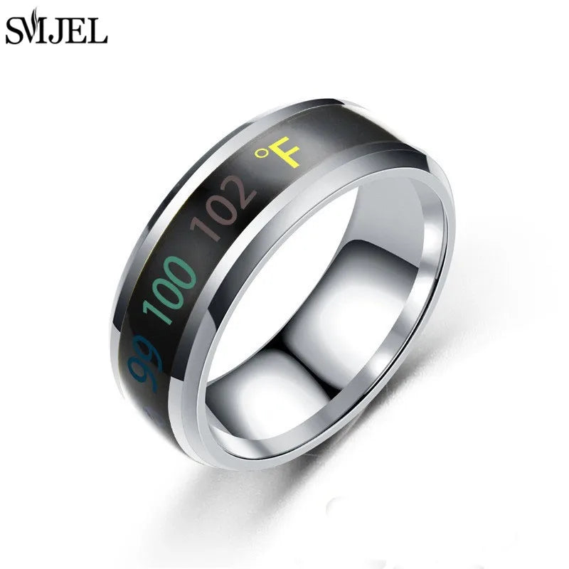 Smart Sensor Body Temperature Ring Man Women Multifunctional Stainless Steel Display Real-time Temperature Test Finger Rings