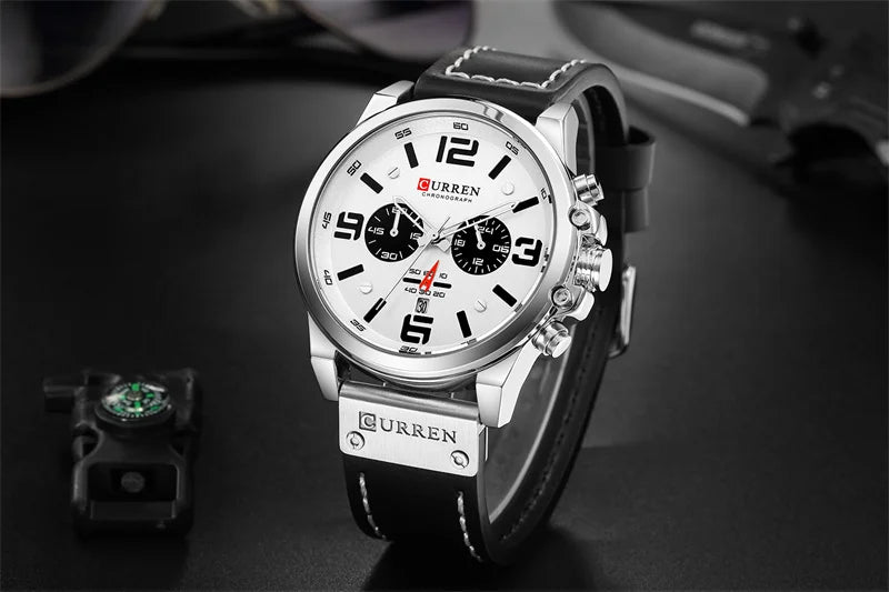 Curren 8314 Quartz Watch for Men Chronograph Sport Mens Watches Clock Leather Male Wristwatch Relogio Masculino Fashion Gift