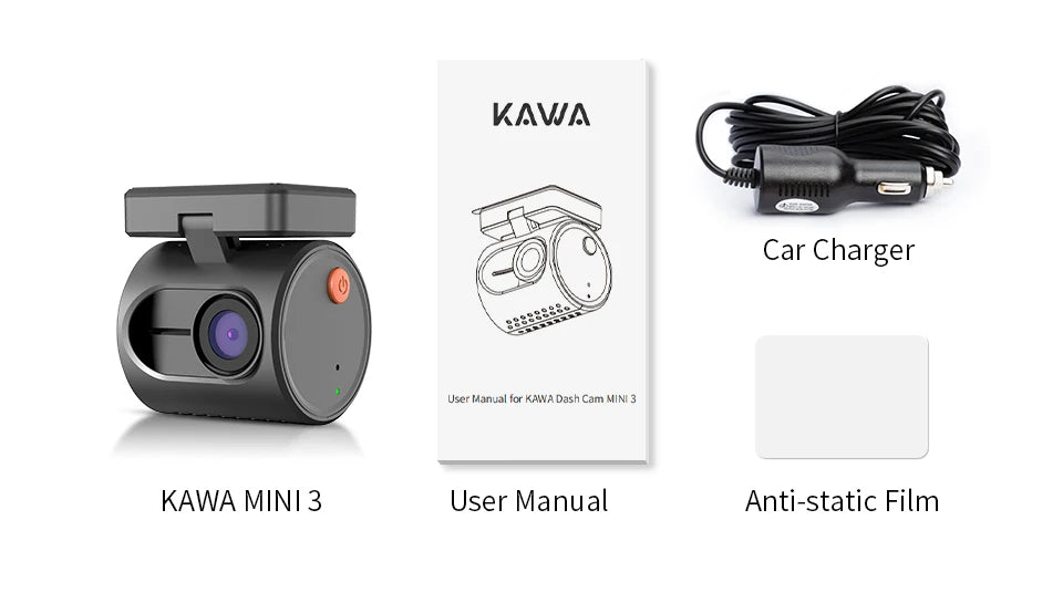 2K Mini Dash Camera For Car DVR KAWA MINI 3 Hidden Dash Cam Video Recorder Emergency Voice Control Night Vision WiFi APP Monitor