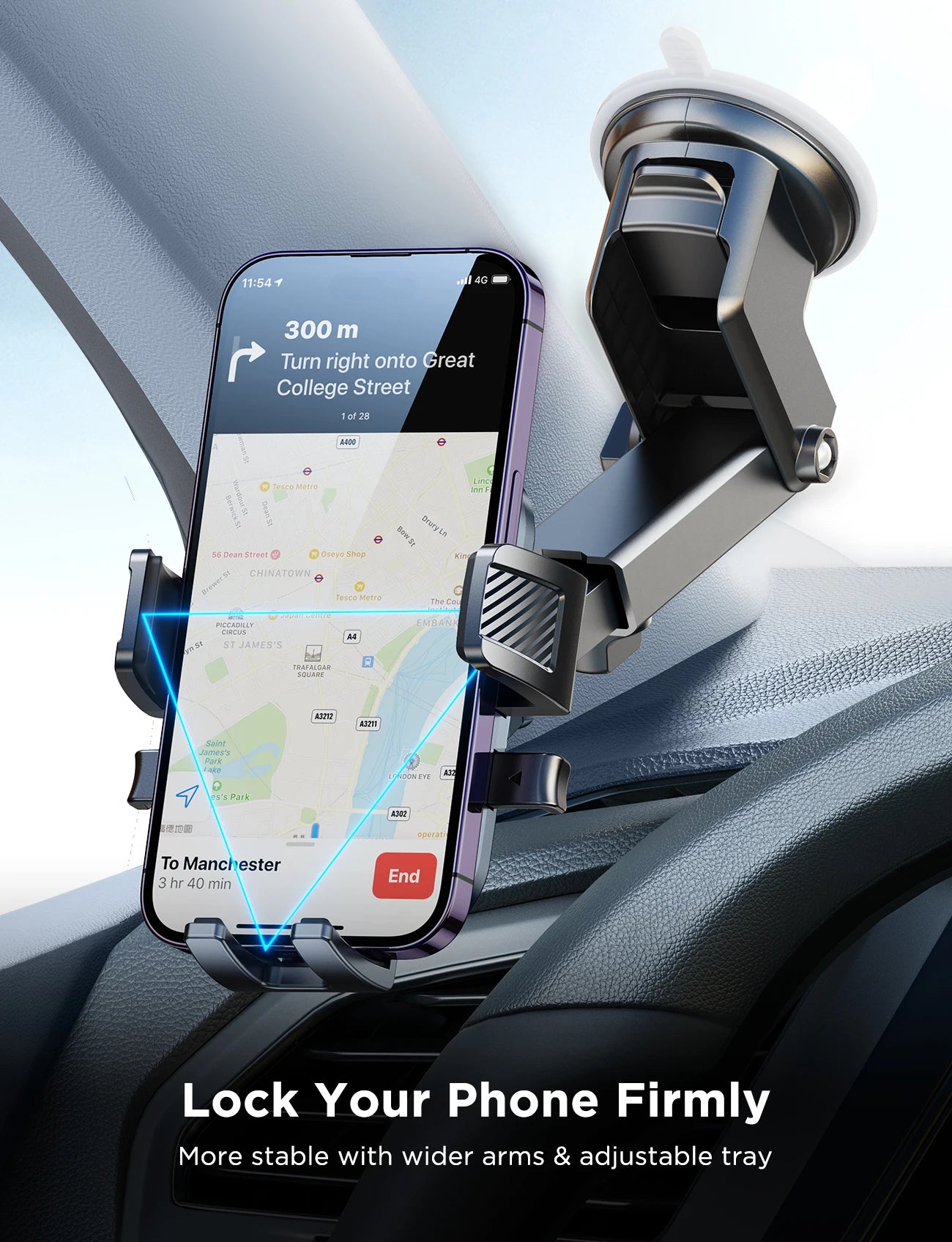 Joyroom Universal Car Mount Phone Holder with Suction Cup Base Dashboard Car Phone Holder for iPhone Samsung, Google, Huawei