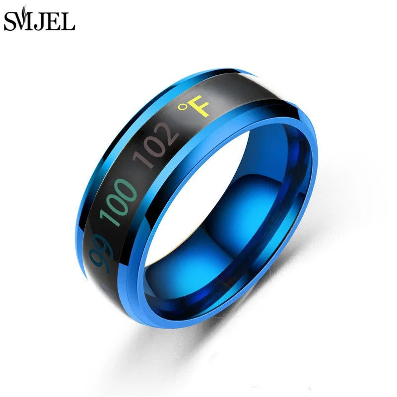 Smart Sensor Body Temperature Ring Man Women Multifunctional Stainless Steel Display Real-time Temperature Test Finger Rings