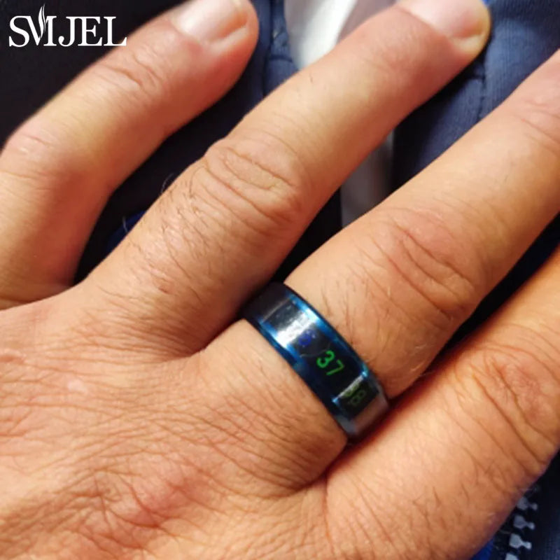 Smart Sensor Body Temperature Ring Man Women Multifunctional Stainless Steel Display Real-time Temperature Test Finger Rings