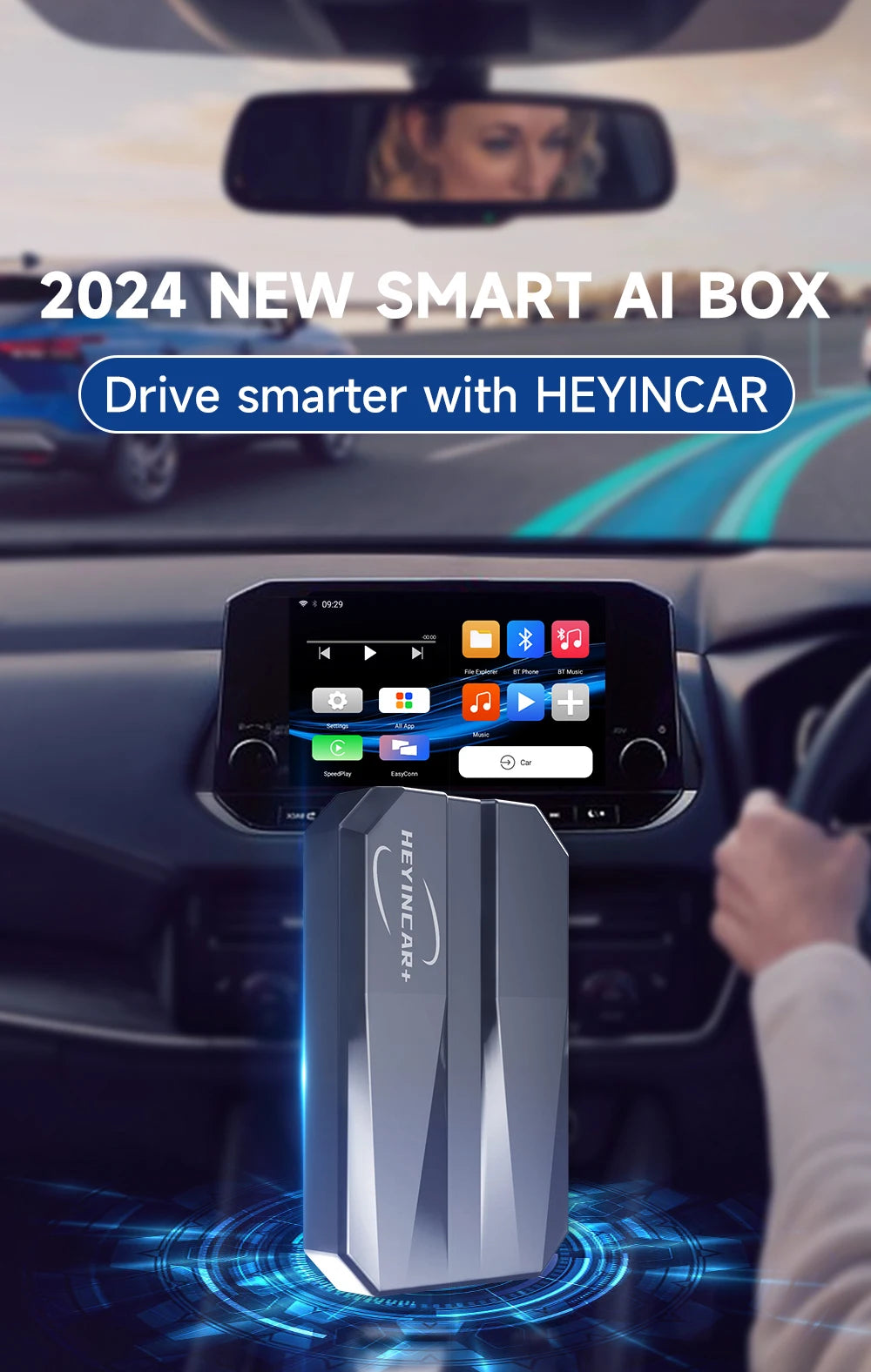 HEYINCAR CarPlay Smart Ai Box Plus Android Wireless CarPlay Android Auto Adapter For Netflix For YouTube Car Play Ai tv box