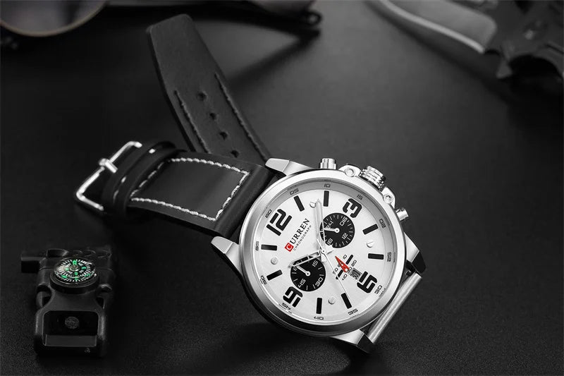 Curren 8314 Quartz Watch for Men Chronograph Sport Mens Watches Clock Leather Male Wristwatch Relogio Masculino Fashion Gift