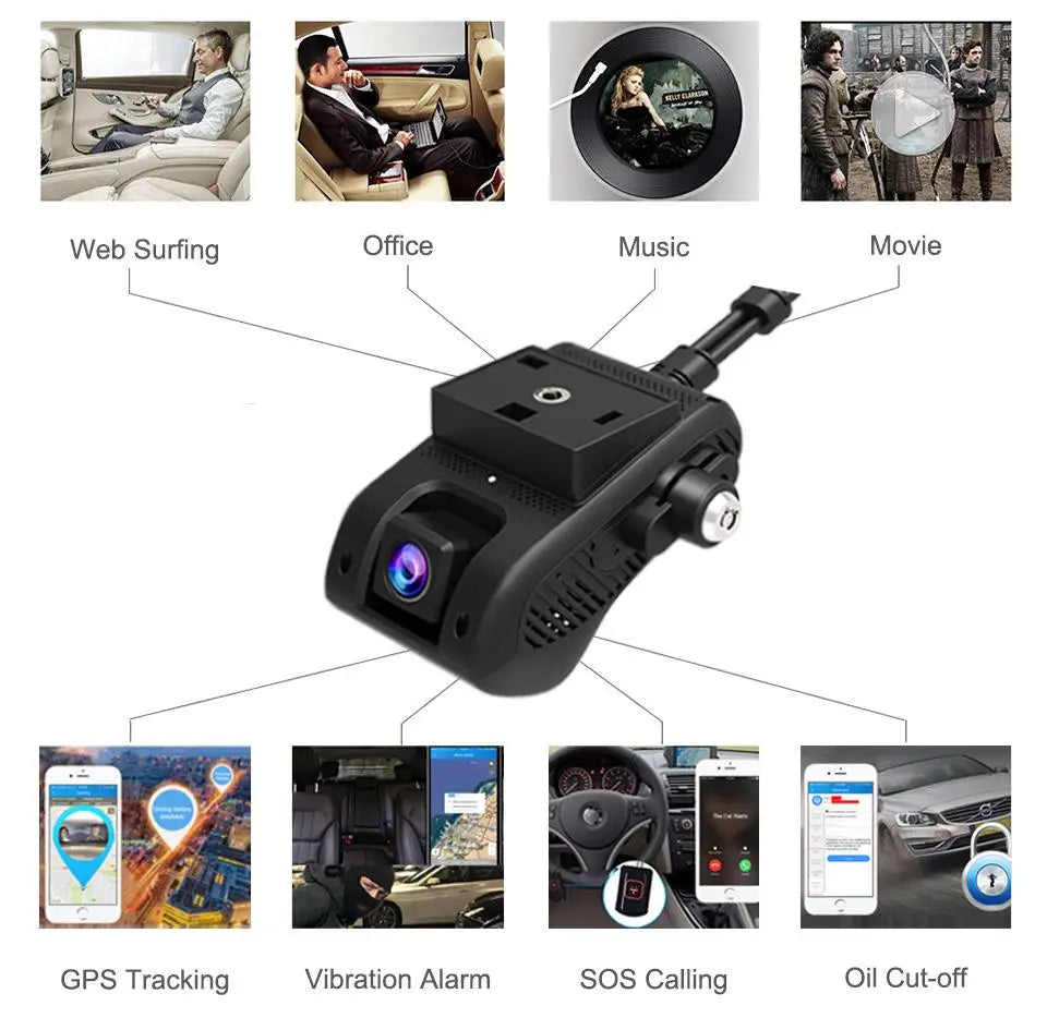 JC400P 4G GPS DashCam Live Car DVR JIMIMAX Wifi Hotspot Vehice Cam 2 Stream Video Cut-Off Fuel 1080P Recorder Front & Inside Kit