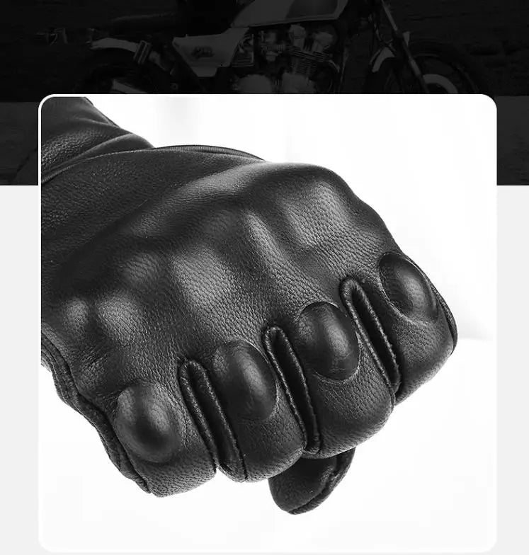 Retro Pursuit Perforated Real Leather Motorcycle Gloves Moto Waterproof Gloves Motorcycle Protective Gears Motocross Gloves gift