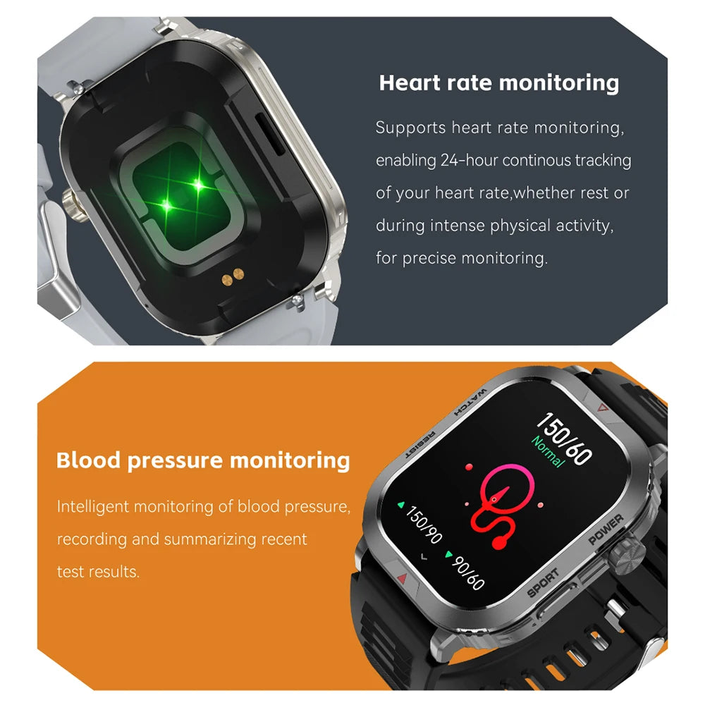 Smart Watch Men Women For Android iOS IP68 Waterproof 2 Inch Bluetooth Voice Call Heart Rate Sleep Monitoring Sports Smartwatch