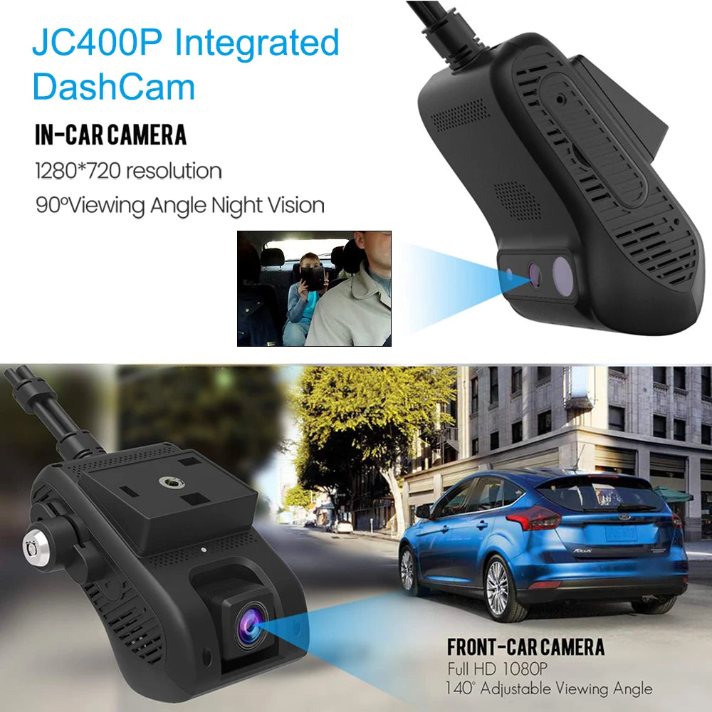 JC400P 4G GPS DashCam Live Car DVR JIMIMAX Wifi Hotspot Vehice Cam 2 Stream Video Cut-Off Fuel 1080P Recorder Front & Inside Kit