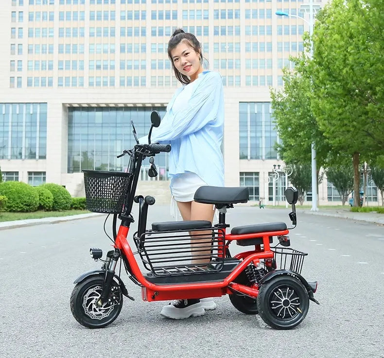 Electric bicycle 350W motor 48V25AH lithium battery three-seater Electric Bike elderly scooter mountain electric bicycle