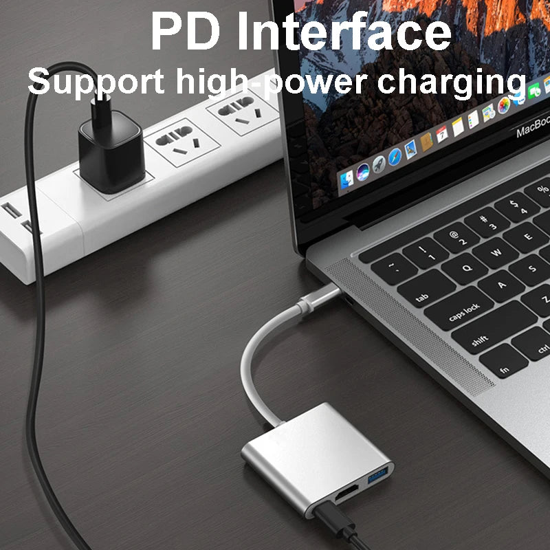 3 in 1 TYPE C HUB USB C to HDMI Splitter HUB Type-c to HDMI-compatible USB3.0 Docking Station For MacBook AirPro Samsung