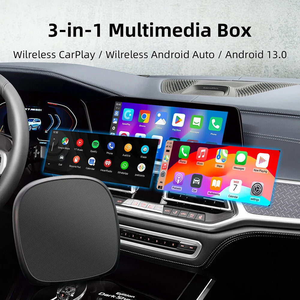 2024 Android 13 Smart CarPlay Ai Box Wired To Wireless CarPlay Wireless Android Auto For Netflix For YouTube GPS 5GWiFi