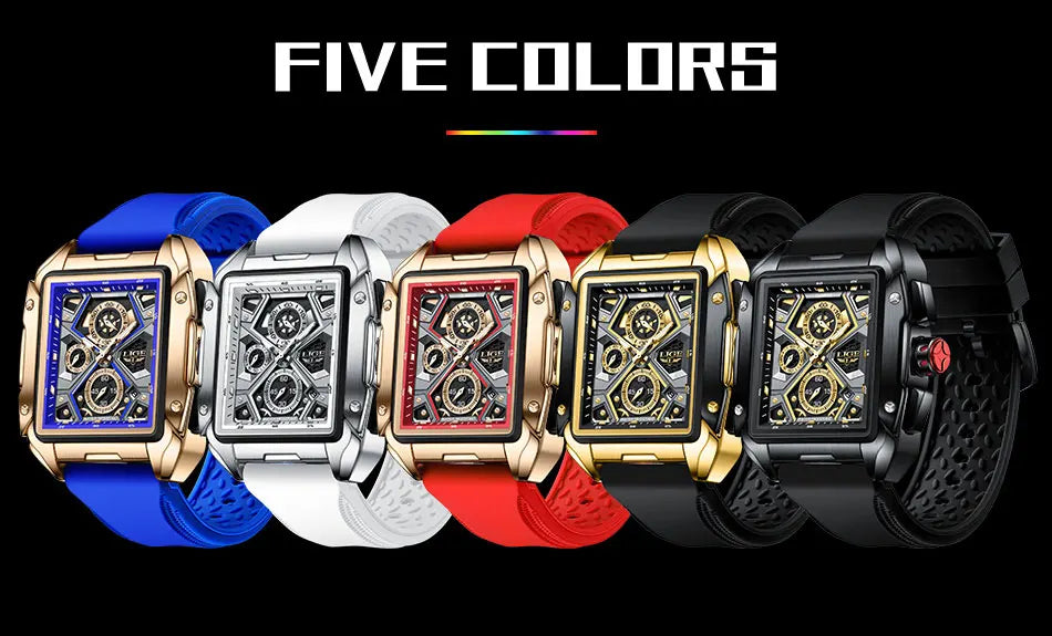 2023 New Top LIGE Brand Luxury Men Watch Business Square Watch Men Casual Sport Quartz Chronograph Clock Male Waterproof Watches