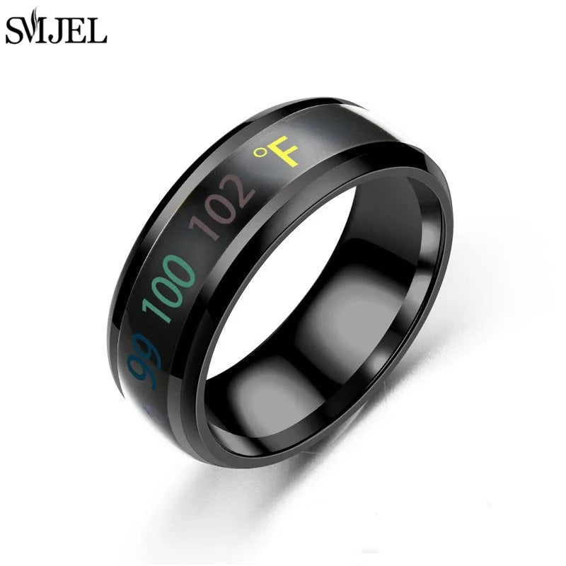 Smart Sensor Body Temperature Ring Man Women Multifunctional Stainless Steel Display Real-time Temperature Test Finger Rings