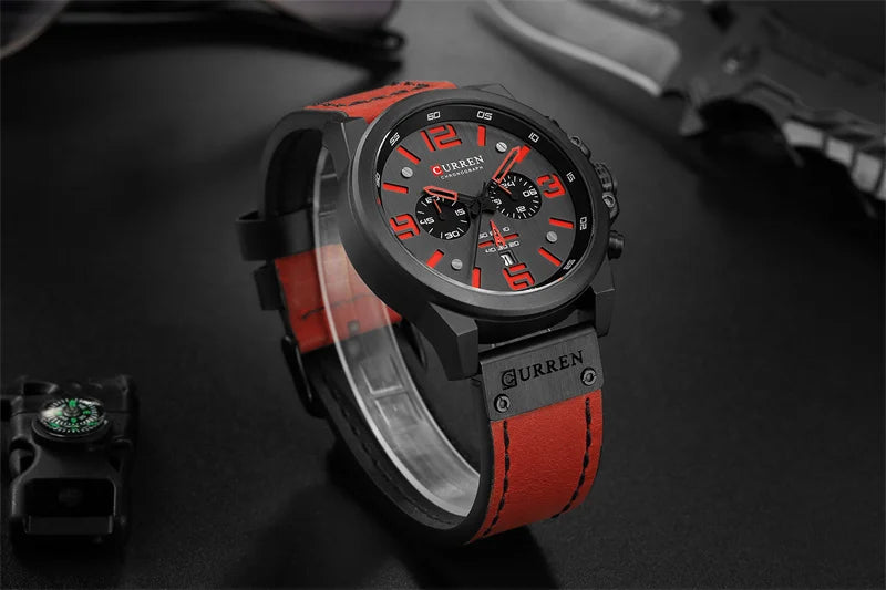 Curren 8314 Quartz Watch for Men Chronograph Sport Mens Watches Clock Leather Male Wristwatch Relogio Masculino Fashion Gift