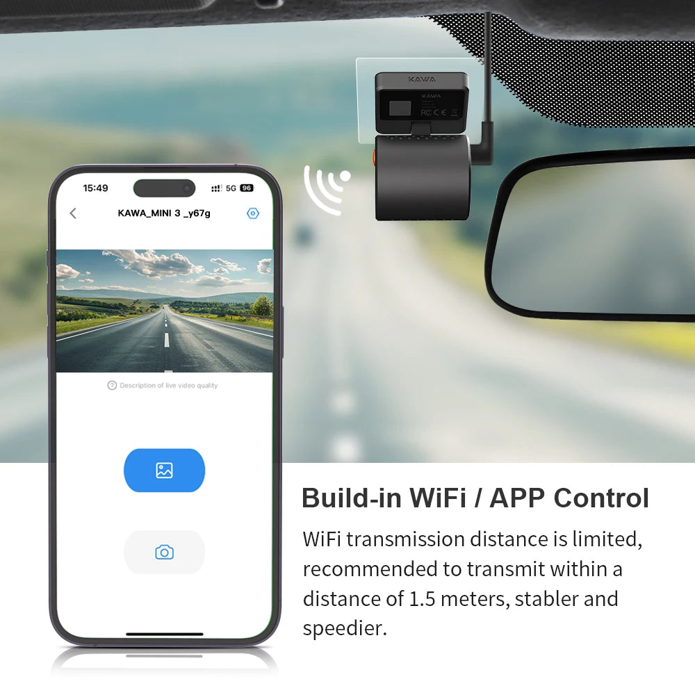 2K Mini Dash Camera For Car DVR KAWA MINI 3 Hidden Dash Cam Video Recorder Emergency Voice Control Night Vision WiFi APP Monitor