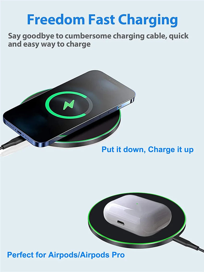 60W Fast Wireless Charger Pad for iPhone 14 13 16 15 Pro Max Samsung Galaxy S22 S21 S23 S10 S9 Xiaomi Wireless Charging Station