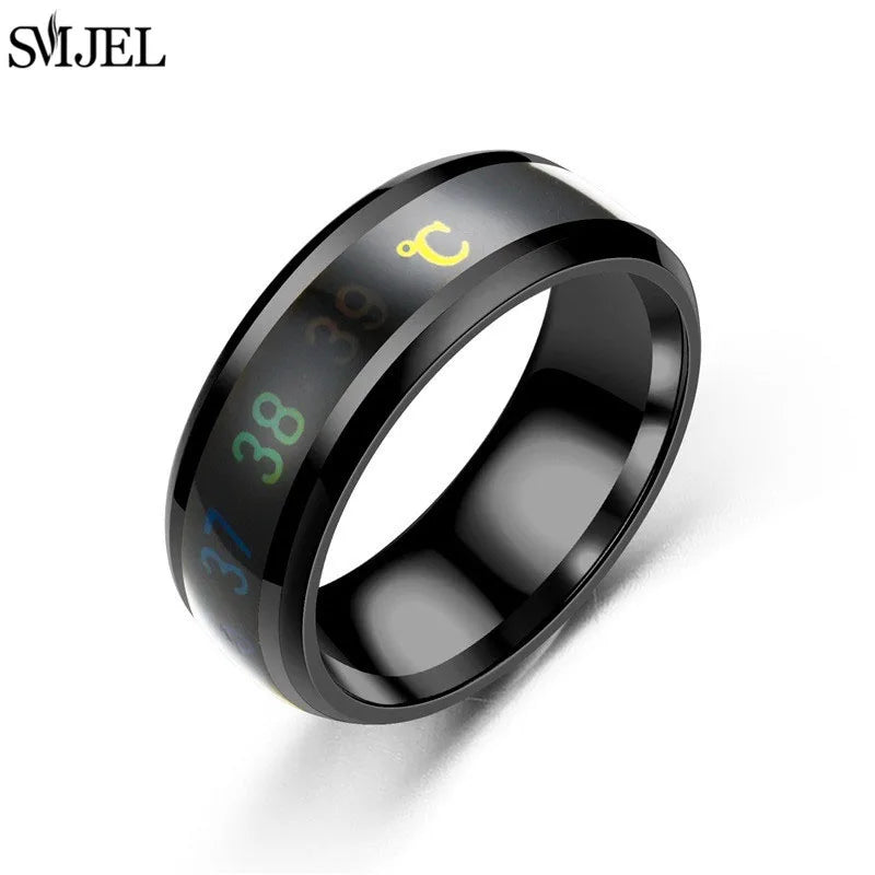 Smart Sensor Body Temperature Ring Man Women Multifunctional Stainless Steel Display Real-time Temperature Test Finger Rings