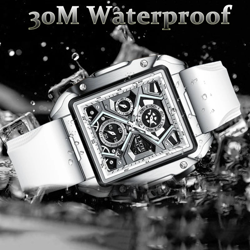 2023 New Top LIGE Brand Luxury Men Watch Business Square Watch Men Casual Sport Quartz Chronograph Clock Male Waterproof Watches